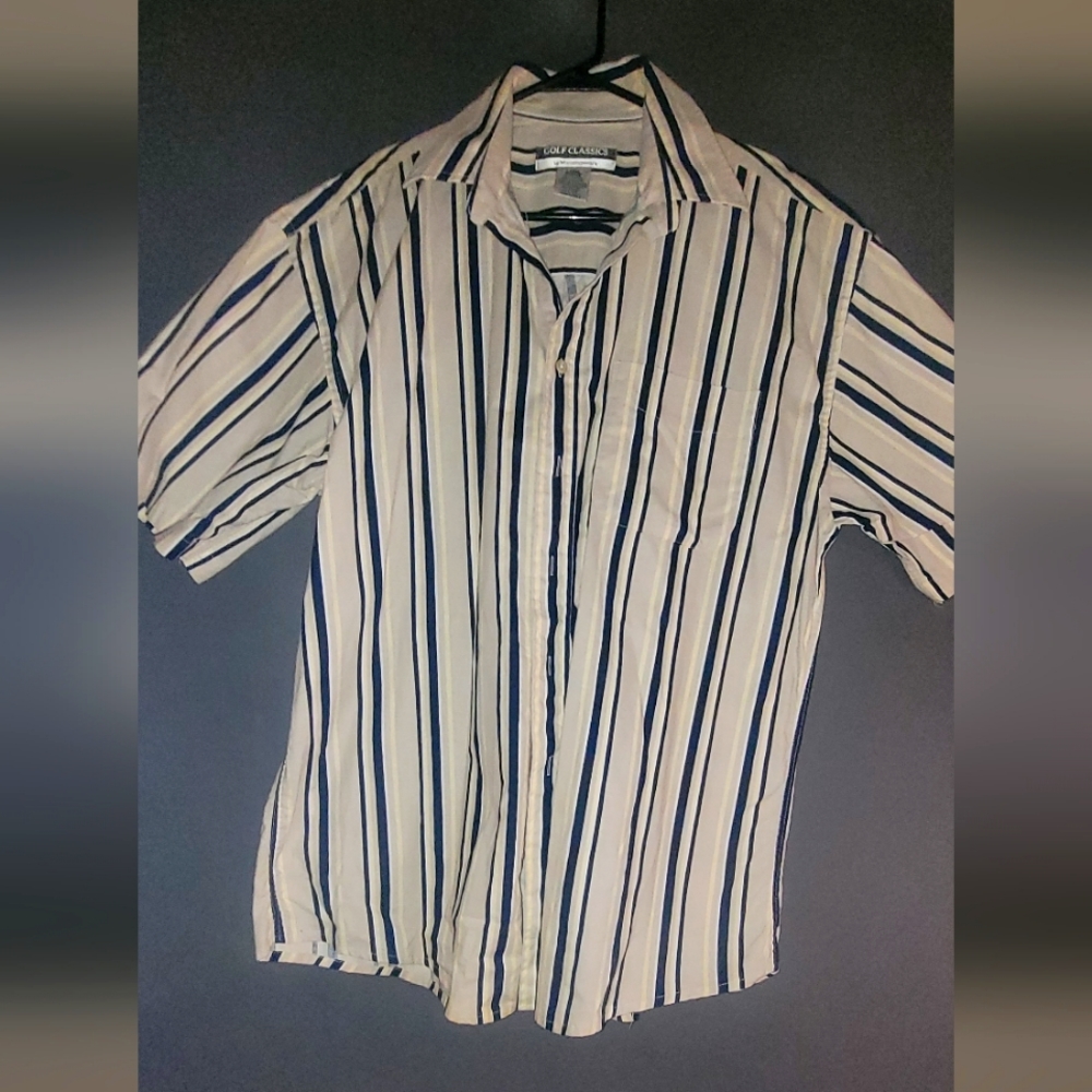 Golf Classics Munsingwear Mens Size L Striped  Button Up Short Sleeve